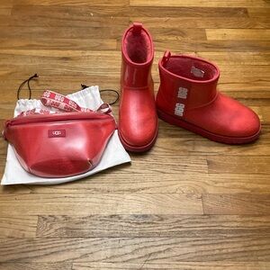Hibiscus clear Uggs with matching Fanny pack bag